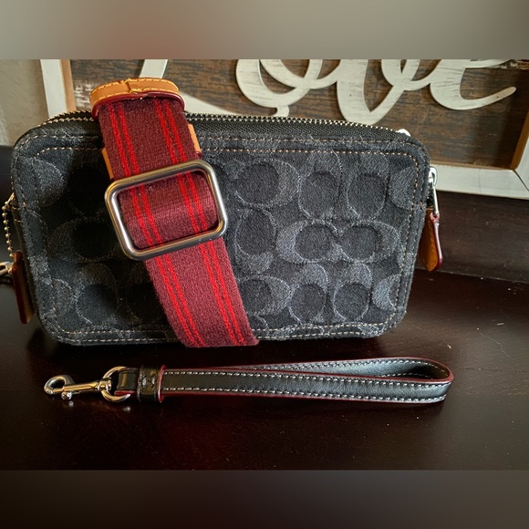 Coach Handbags - Coach Kira Convertible Denim Crossbody Wristlet HTF